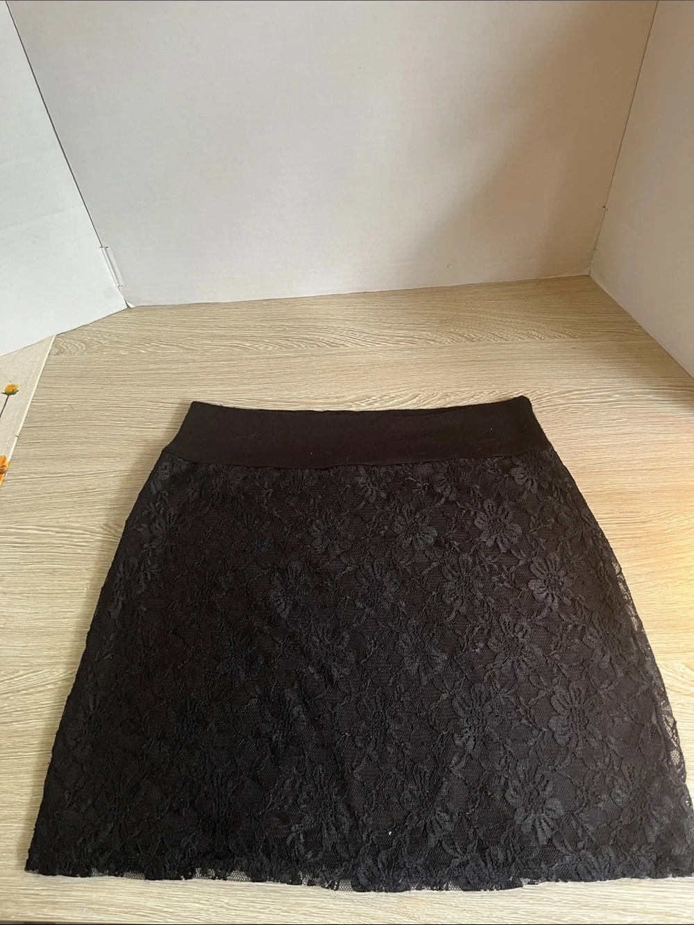 Free Kisses Black Floral Lace A-Line Skirt
